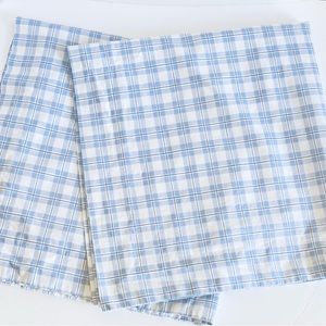 France EURO Pillow Sham Set of 2 Aqua White Plaid Made In France 28”x28” Like Nw